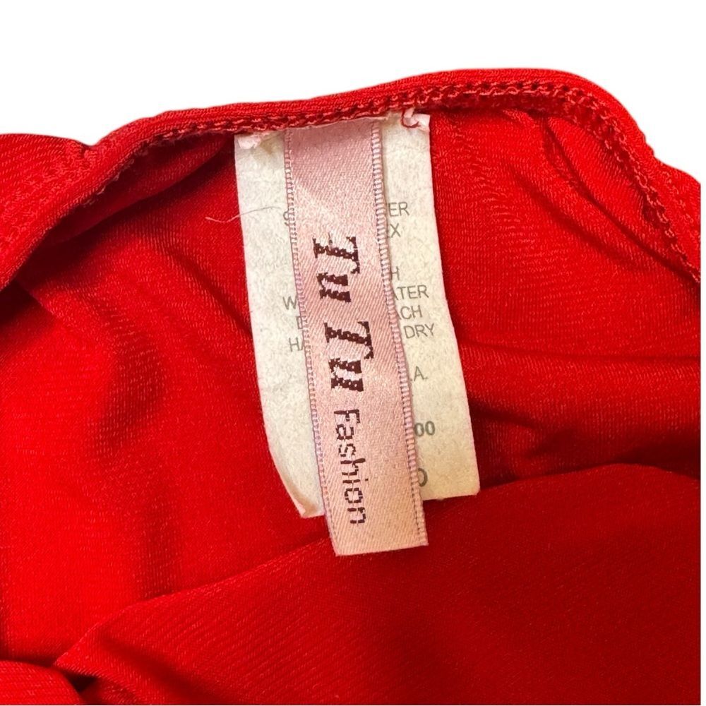 Y2K Tu Tu Fashion Halter Red Rhinestone Midi Dress Size Small - Picture 7 of 7